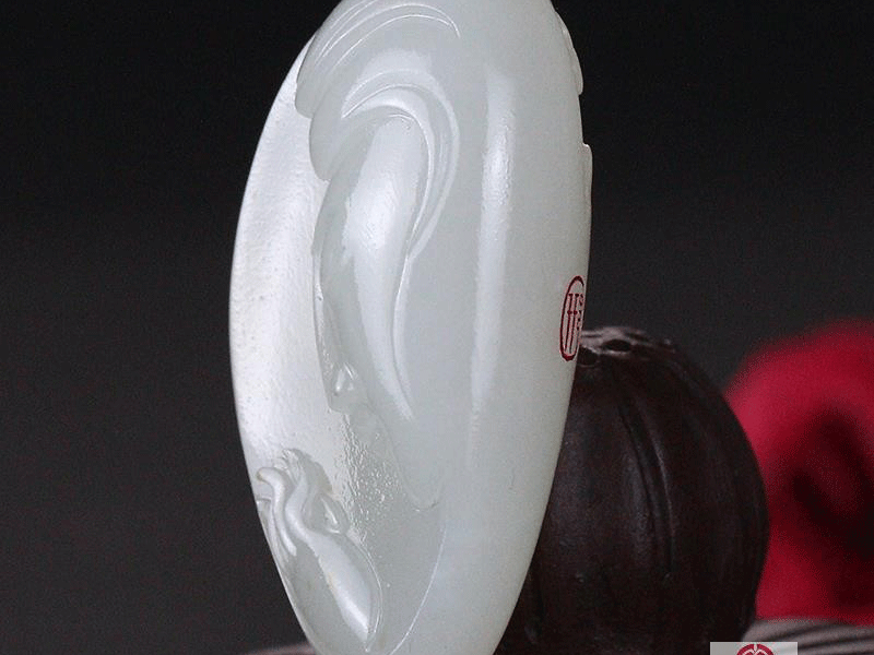 海派大师邢春-羊脂白玉侧脸观音20.330g Hotan Jade Jewelry Ornament