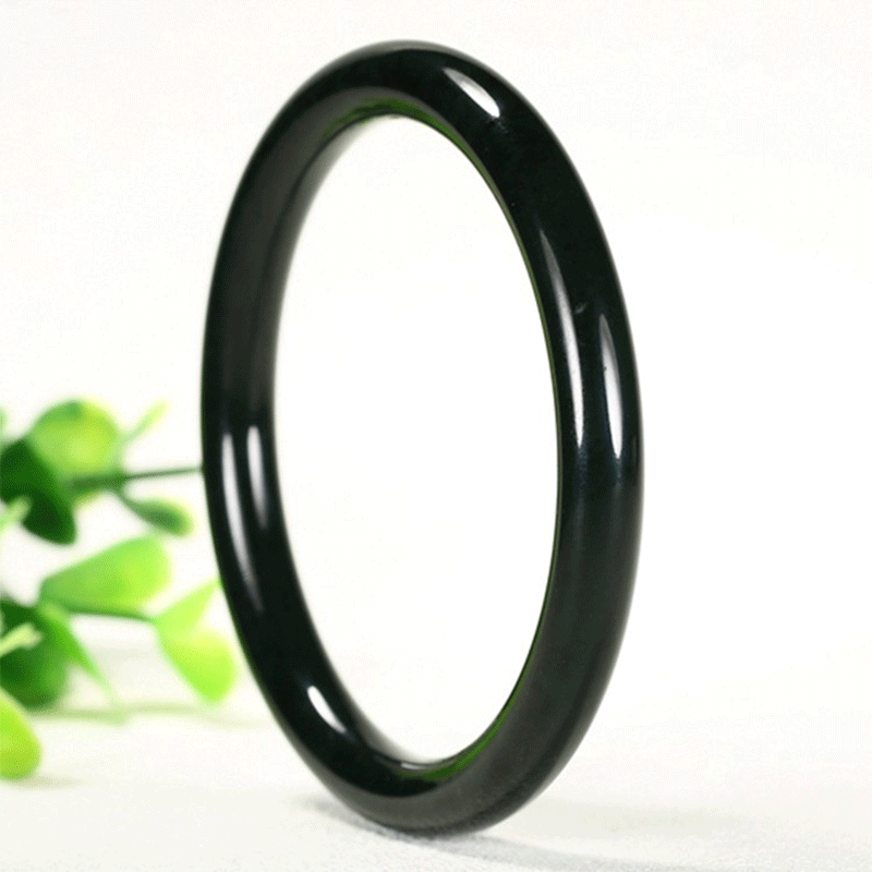 和田玉黑青玉手镯26.04g 59.00mm XinJiang Hotan Jade Jewelry Bracelet - Image 5