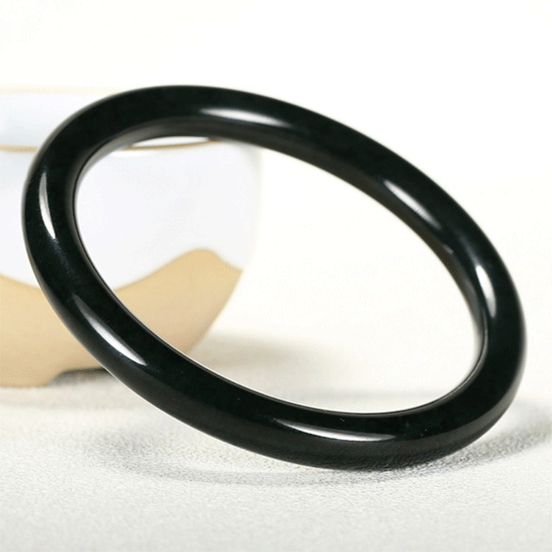 和田玉黑青玉手镯26.04g 59.00mm XinJiang Hotan Jade Jewelry Bracelet - Image 3