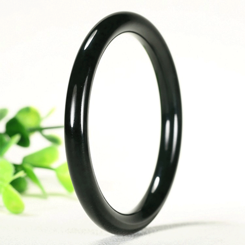 和田玉黑青玉手镯26.04g 59.00mm XinJiang Hotan Jade Jewelry Bracelet - Image 2
