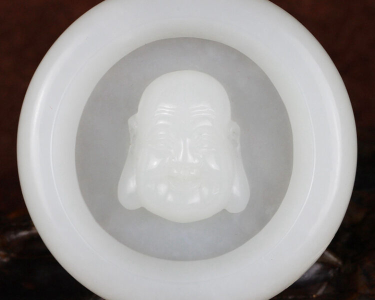 新疆天然玉石和田玉白玉佛在心中挂件吊坠58.235g XinJiang Hotan Jade Jewelry Pendant