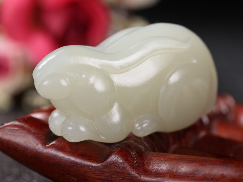 和田玉和田籽白玉兔挂件吊坠22.173g XinJiang Hotan Jade Jewelry Pendant