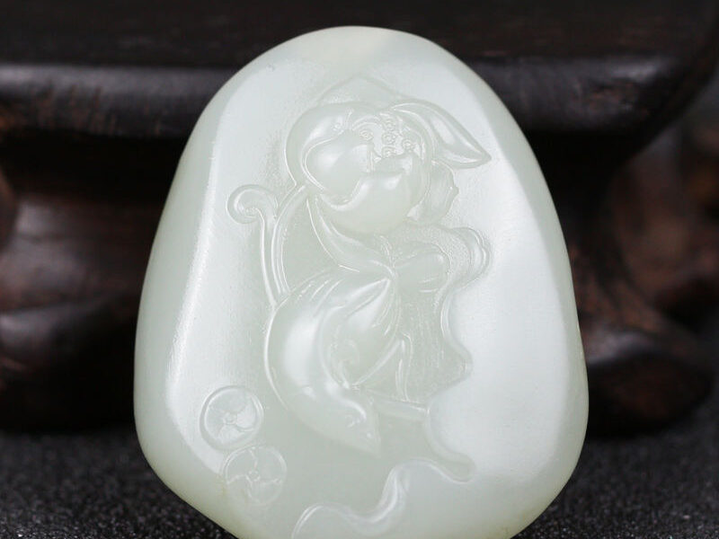 和田玉籽料荷花吊坠挂件19.433g XinJiang Hotan Jade Jewelry Pendant