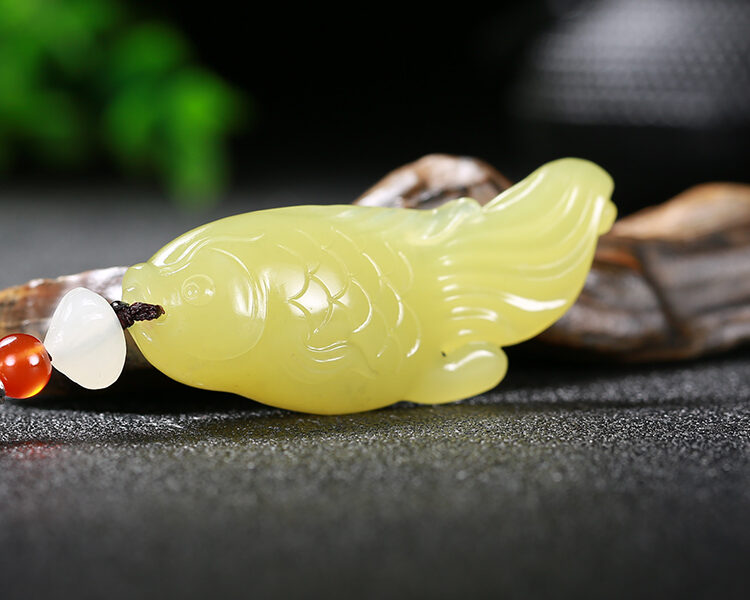 和田玉黄玉鱼连年有余挂件吊坠21.68g XinJiang Hotan Jade Jewelry Pendant