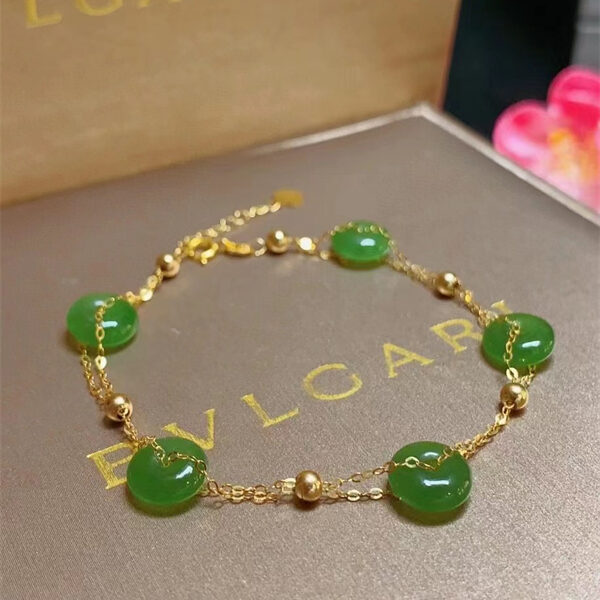 新疆和田玉18k金碧玉手链手饰 XinJiang Hotan Jade Jewelry Bracelet