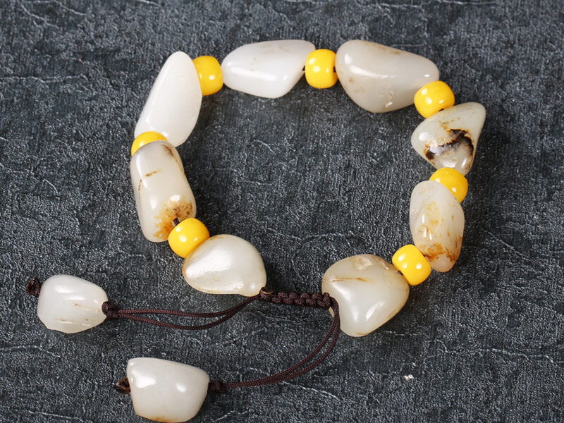 新疆和田玉白玉籽料手链手串32.86g XinJiang Hotan Jade Jewelry Bracelet