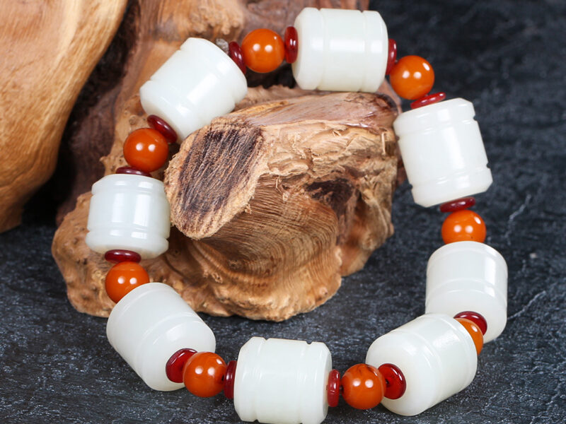 新疆和田玉平安符手链59.8g XinJiang Hotan Jade Jewelry Bracelet