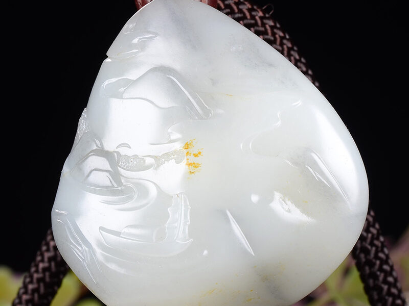 和田玉籽料青花一帆风顺把件88.444g XinJiang Hotan Jade Jewelry Ornaments