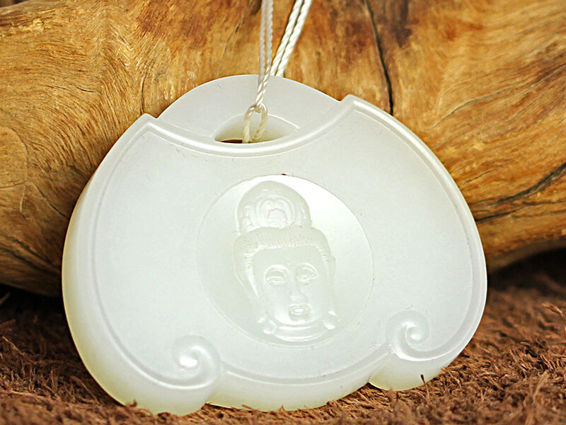 新疆和田玉羊脂玉观音牌挂件吊坠49.131g XinJiang Hotan Jade Jewelry Pendant