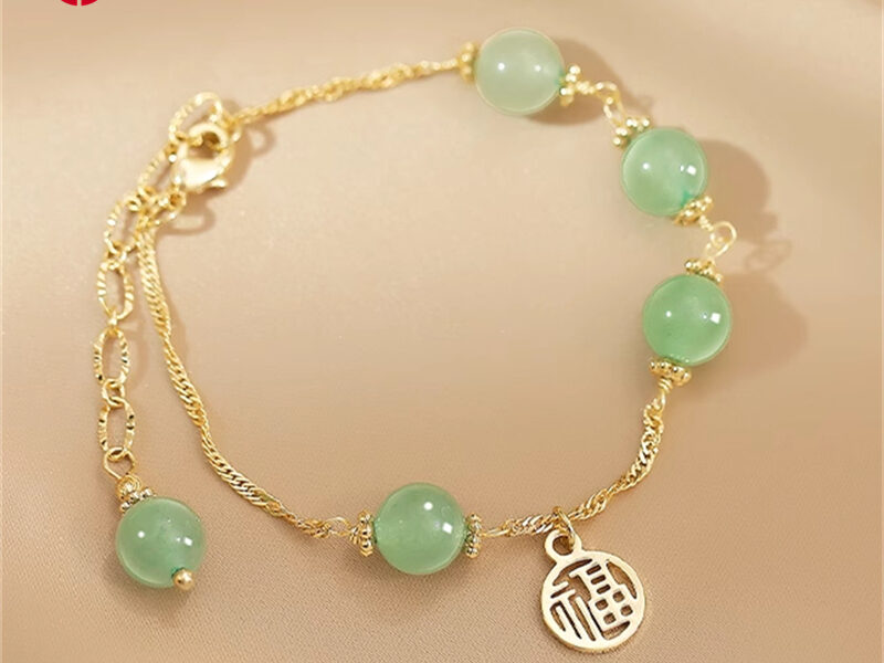 金福字圆牌手链女2022年新款潮轻奢小众设计和田玉手镯手饰 XinJiang Hotan Jade Jewelry Bracelet