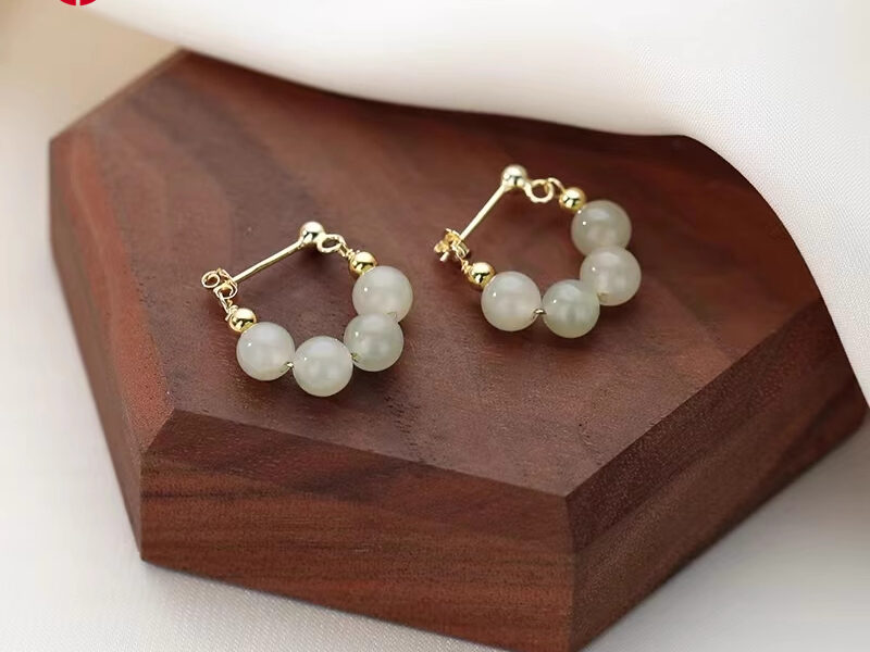 和田玉耳钉女气质高级感银耳饰2023年新款潮轻奢养耳耳坠女 XinJiang Hotan Jade Jewelry Earring