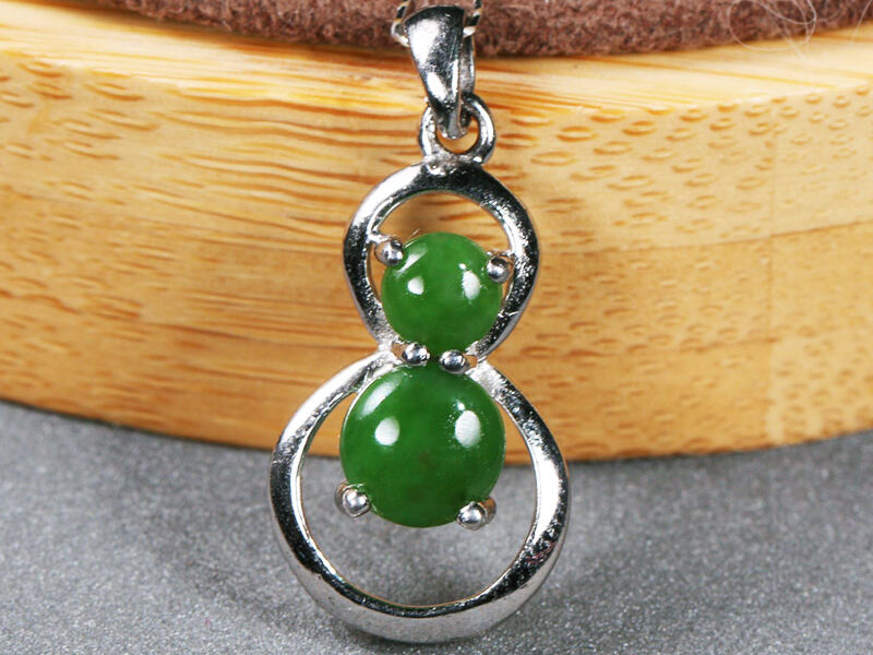 和田玉碧玉925银时尚简约葫芦吊坠Hetian jade jasper 925 silver fashion simple gourd pendant
