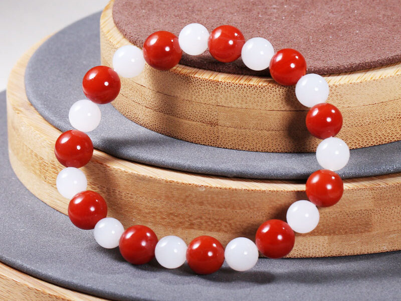 和田玉朱砂手串羊脂玉紫金砂原石本命年转运手链礼物21.57gHetian jade cinnabar bracelet suet jade purple gold sand original stone birth year transfer bracelet gift