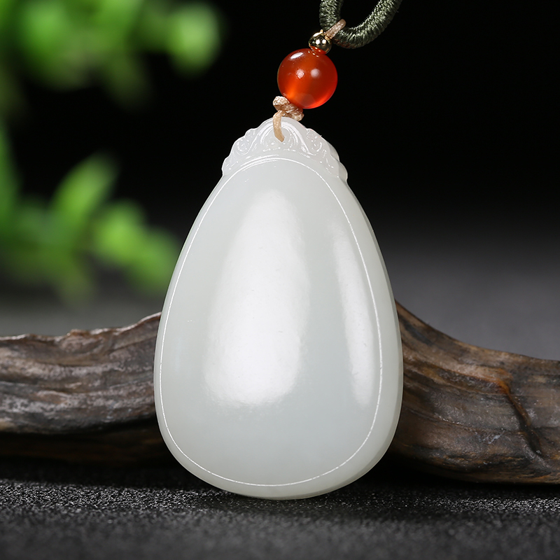 和田玉羊脂白玉平安无事牌吊坠26.94gHetian jade mutton-fat white jade peace and safety  pendant 26.94g - Fine Jade